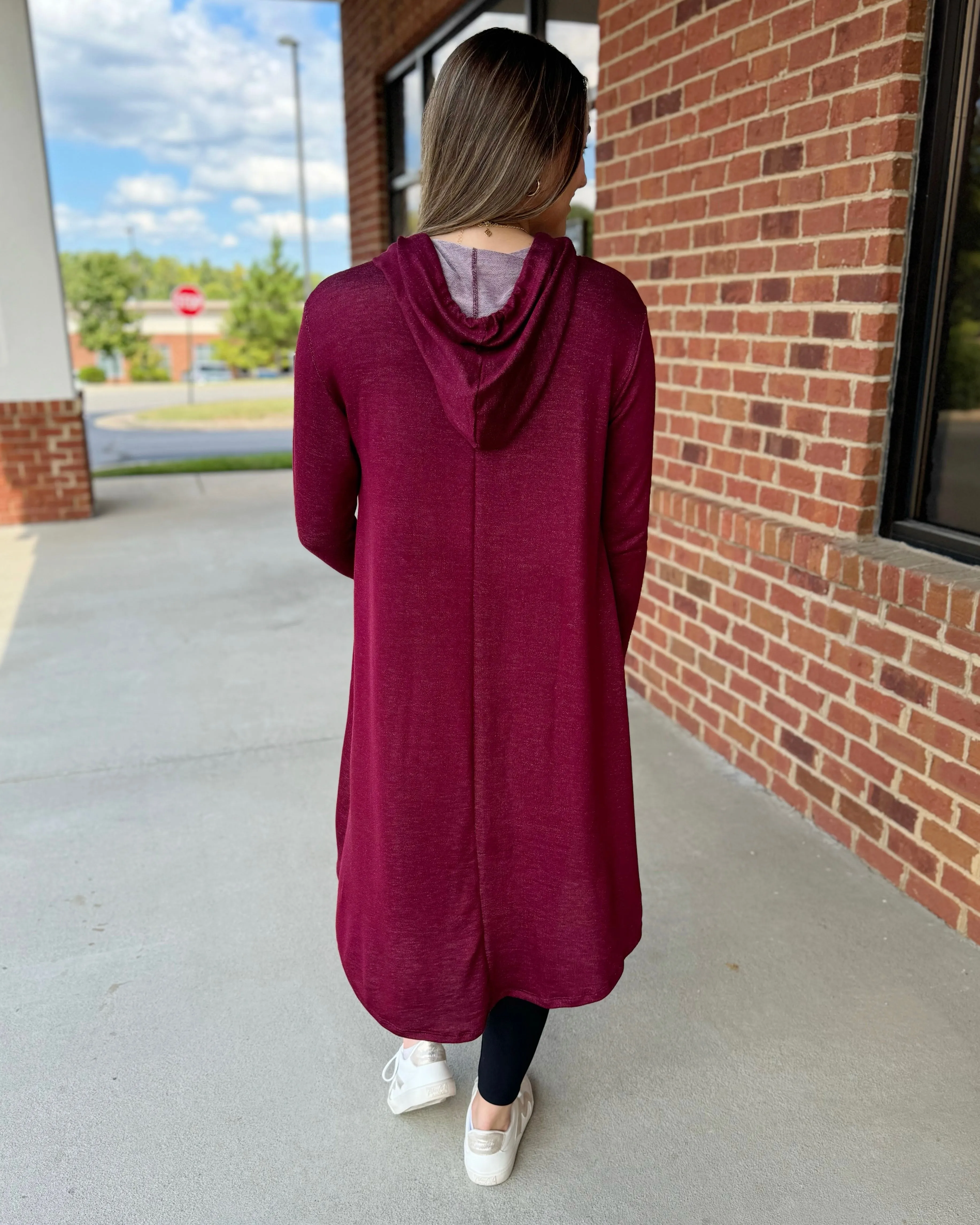 London REG/CURVY Thumb Hole Pullover in Burgundy FINAL SALE