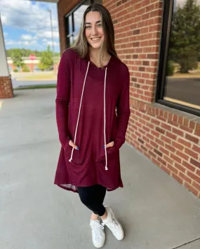 London REG/CURVY Thumb Hole Pullover in Burgundy FINAL SALE