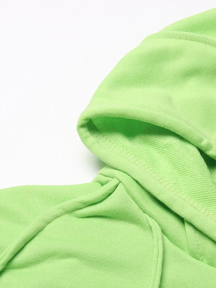Loose Solid Sweatshirts For Women Hooded Long Sleeve Patchwork Drawstring Pullover Casual Sweatshirt Female