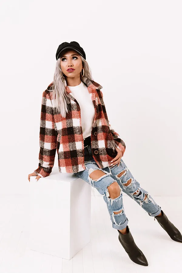 Macchiato In The City Plaid Sherpa Jacket