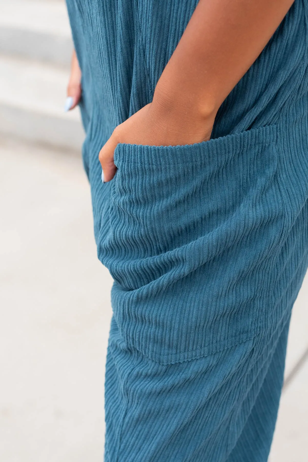 Maisy Deep Aqua Corduroy Overalls