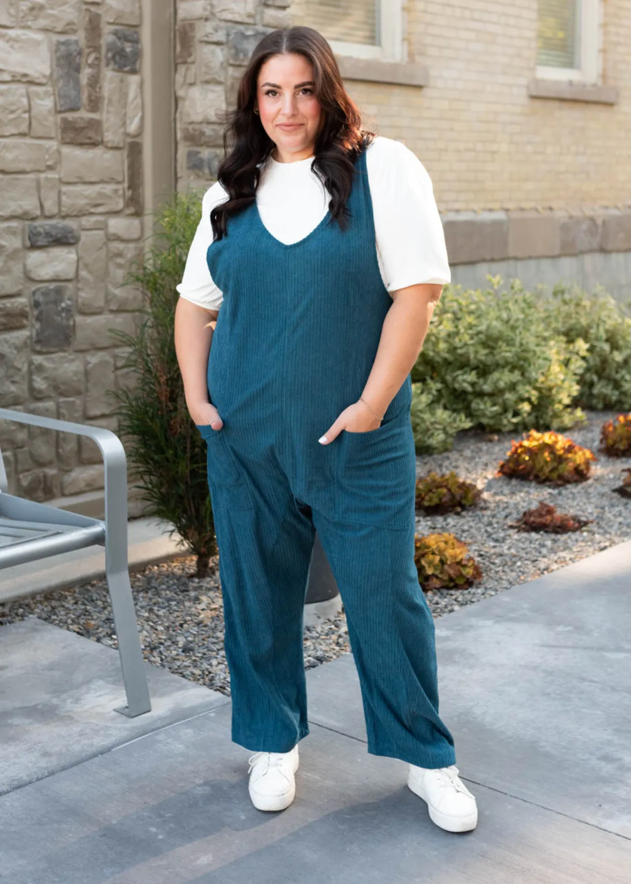 Maisy Deep Aqua Corduroy Overalls