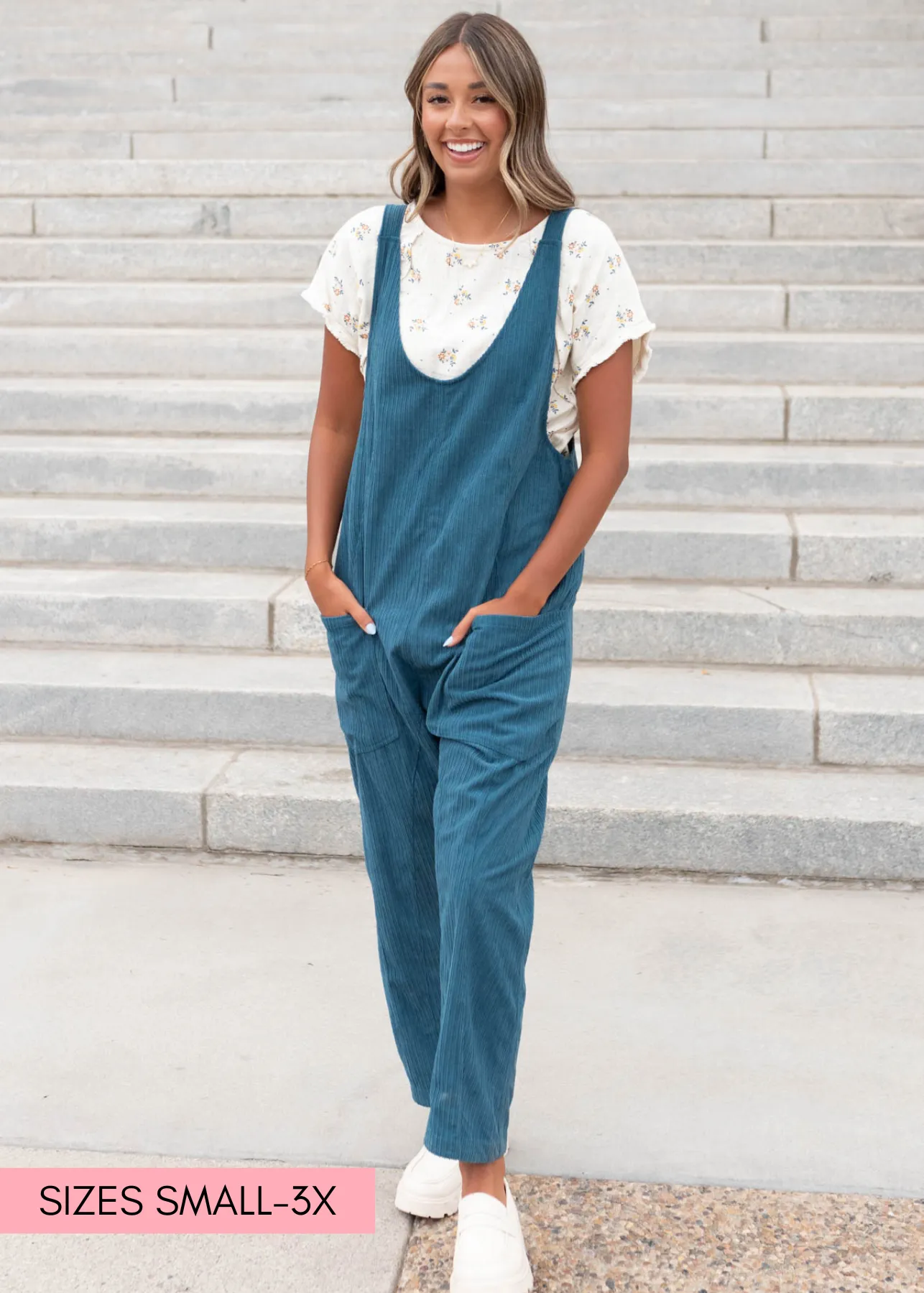 Maisy Deep Aqua Corduroy Overalls