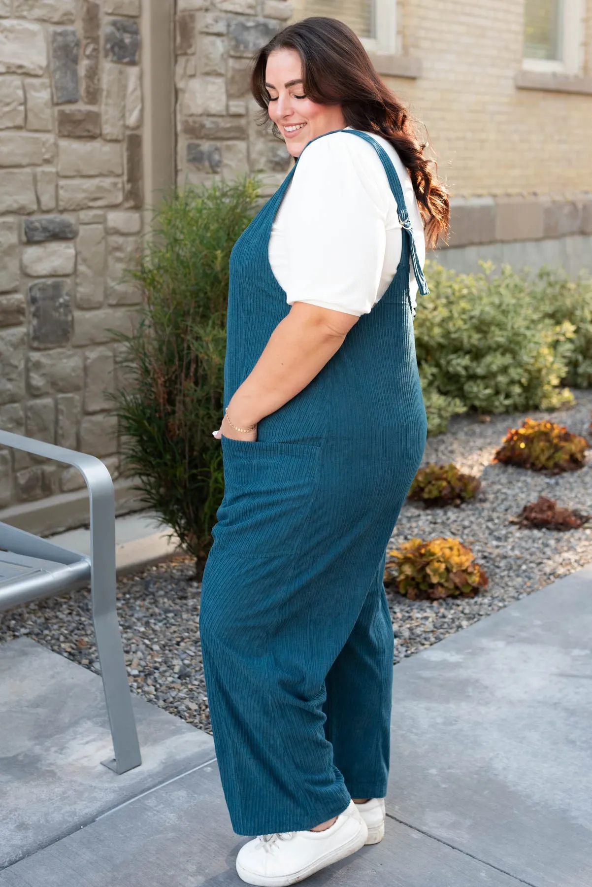 Maisy Deep Aqua Corduroy Overalls