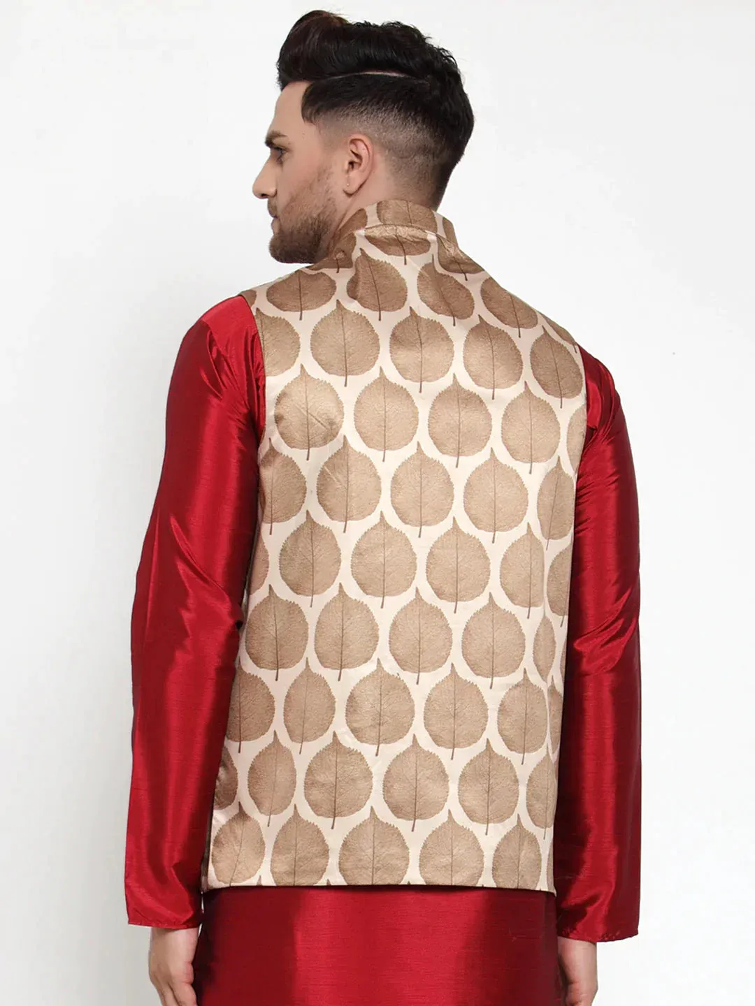 Men'S Brown Printed Nehru Jacket