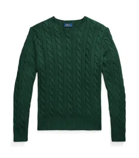 Men's Cable-Knit Cotton Sweater Vintage Pine