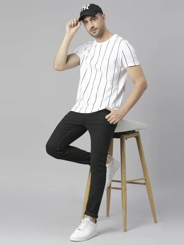 Men's Striped Monochrome Pure Cotton T-shirt
