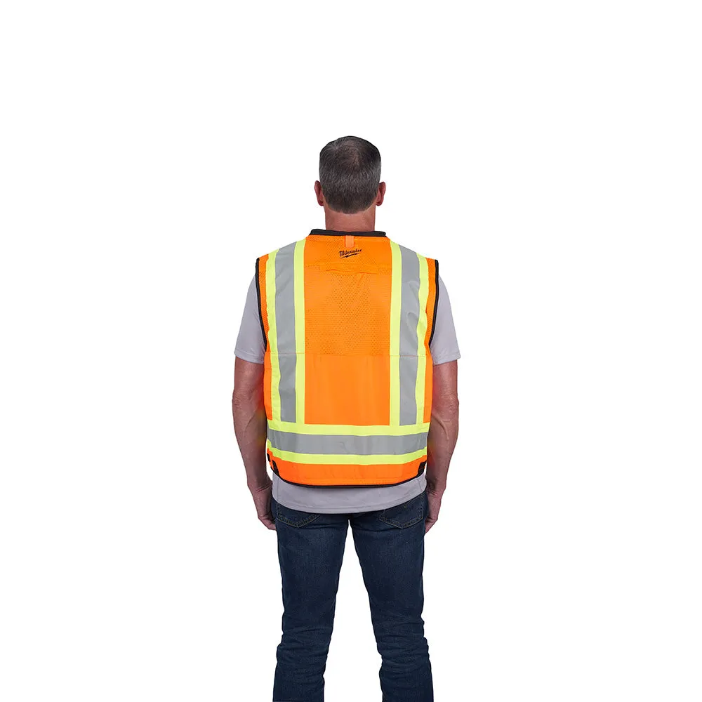 Milwaukee 48-73-5166 Class 2 Surveyor's High Visibility Orange Safety Vest - L/XL