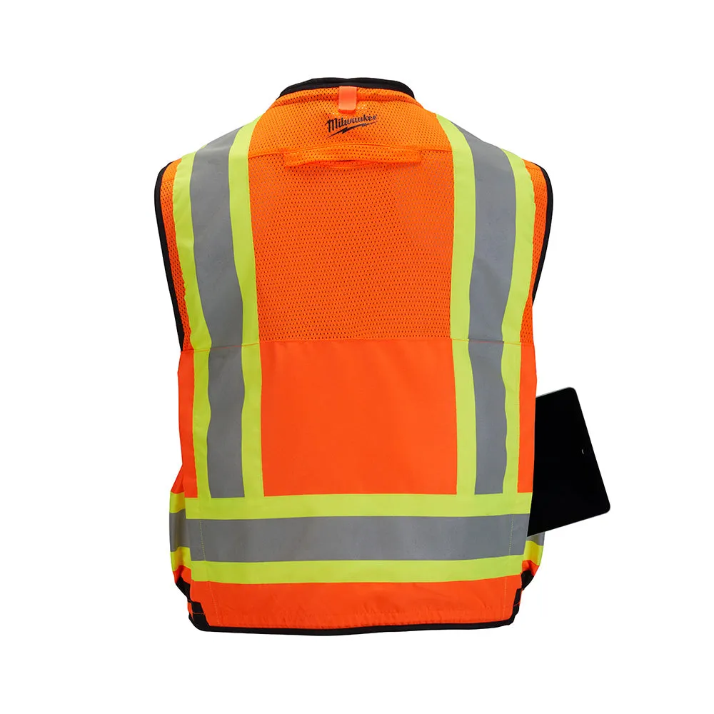 Milwaukee 48-73-5166 Class 2 Surveyor's High Visibility Orange Safety Vest - L/XL
