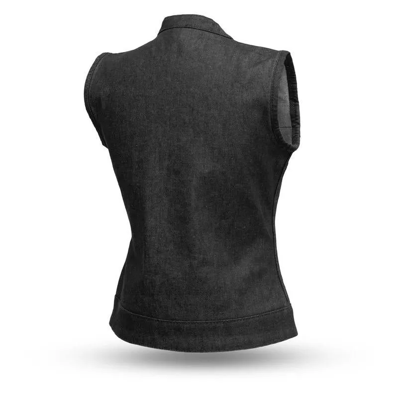 MKL - Marvina Denim Women's Motorcycle Leather Vest