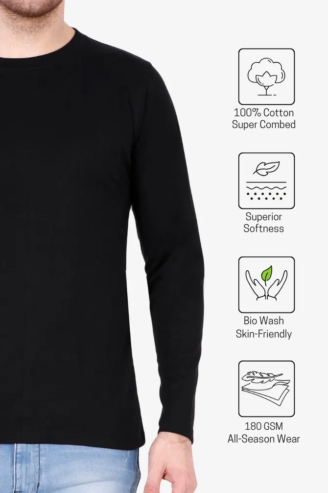 Monochrome Full Sleeve T Shirt for Men