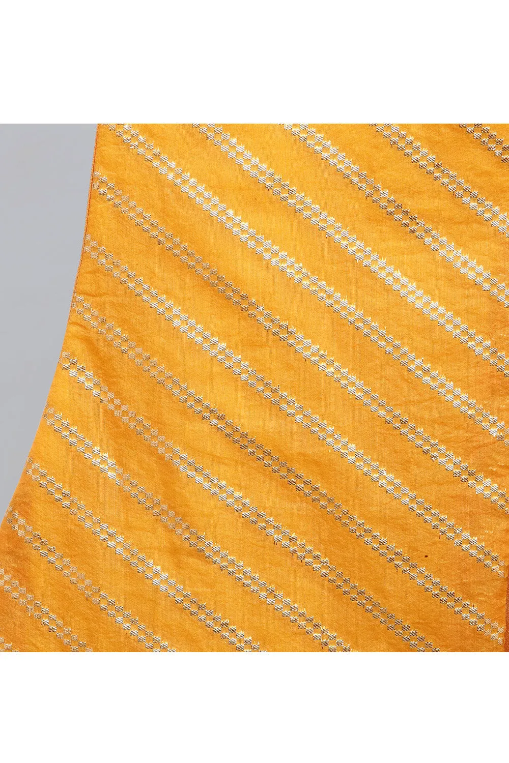 Orange Kurta With Asymmetrical Attached Jacket And Off White Pyjama