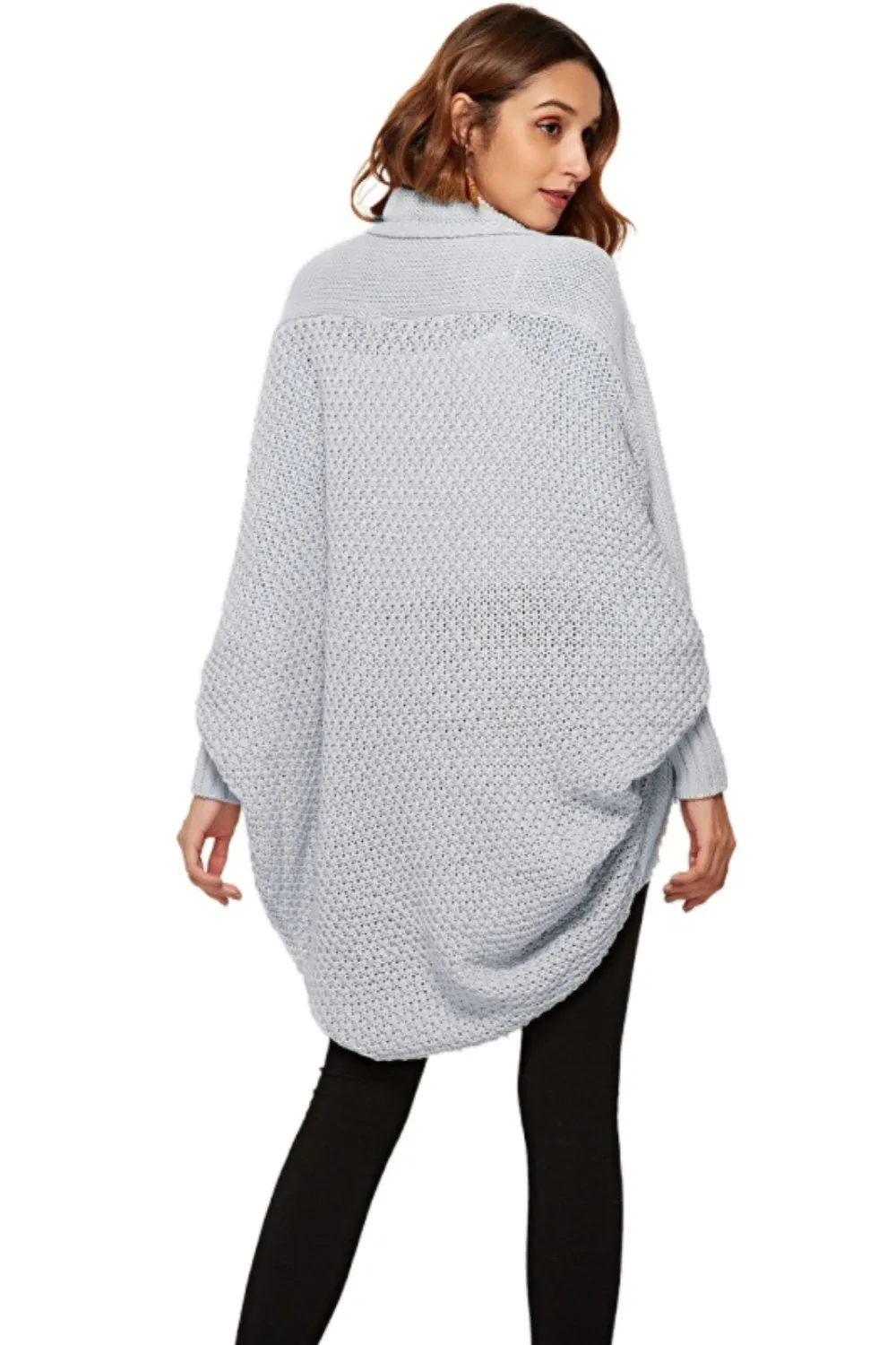 Oversized Knit Cardigan Batwing Sleeve Lightweight Baggy Open Front Sweater