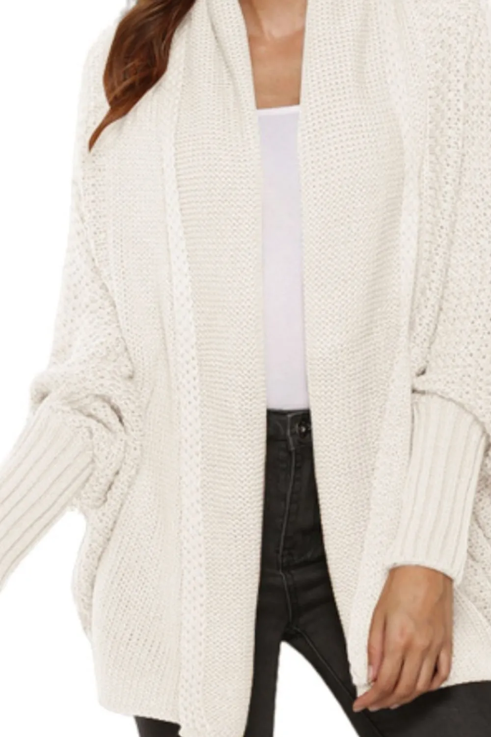 Oversized Knit Cardigan Batwing Sleeve Lightweight Baggy Open Front Sweater