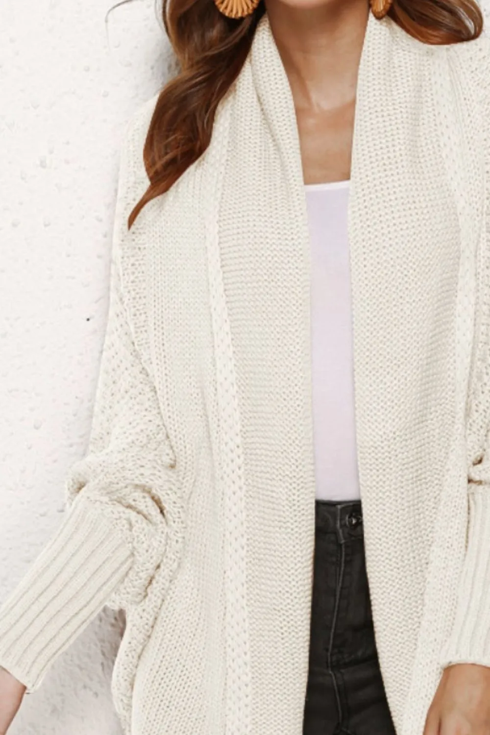 Oversized Knit Cardigan Batwing Sleeve Lightweight Baggy Open Front Sweater