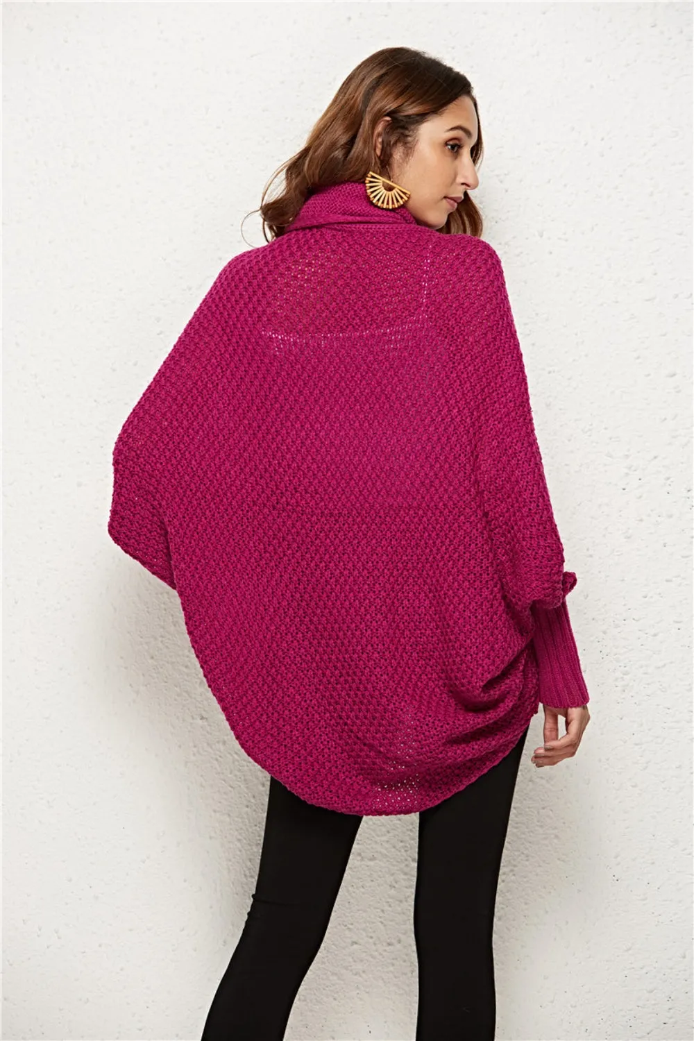 Oversized Knit Cardigan Batwing Sleeve Lightweight Baggy Open Front Sweater