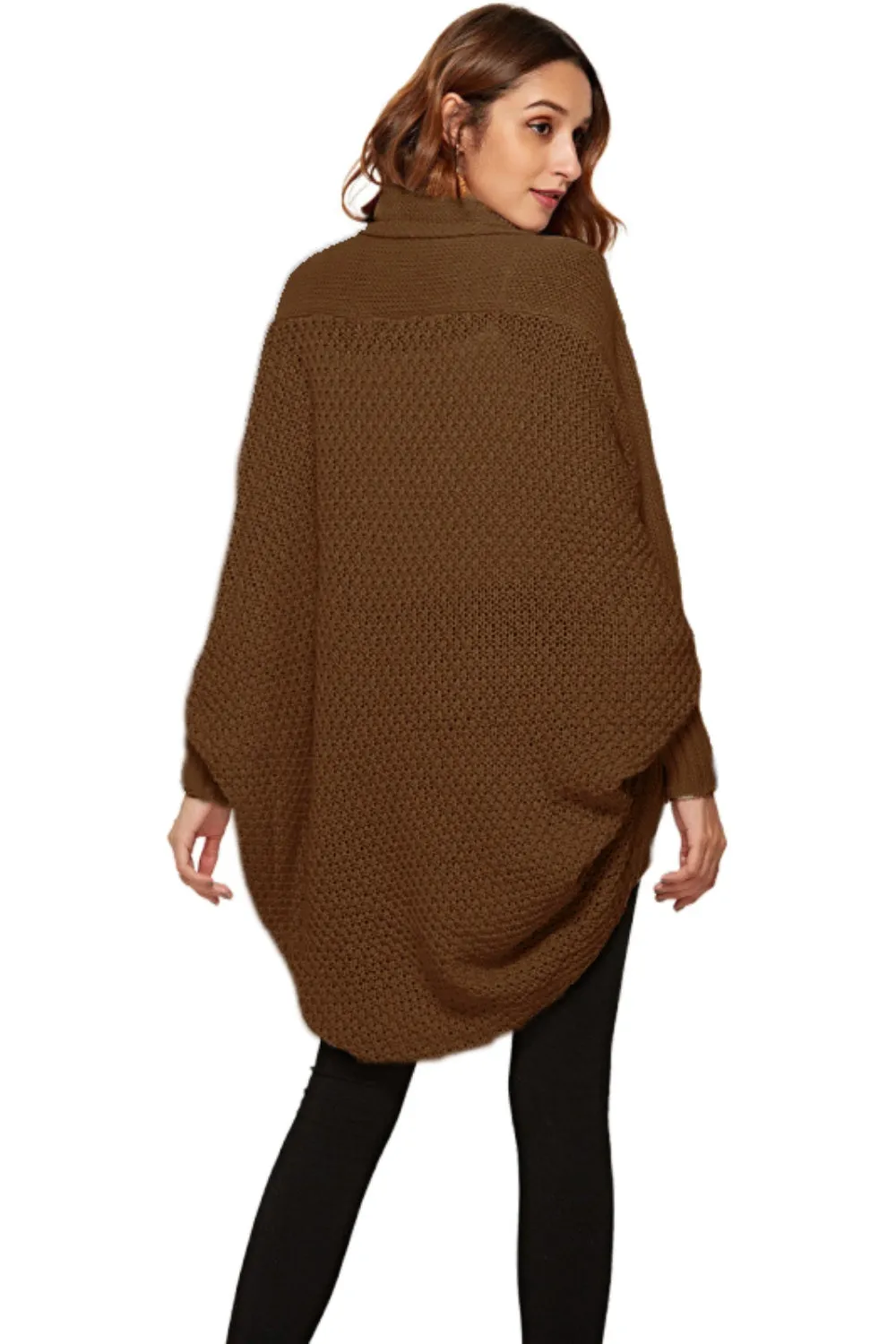 Oversized Knit Cardigan Batwing Sleeve Lightweight Baggy Open Front Sweater