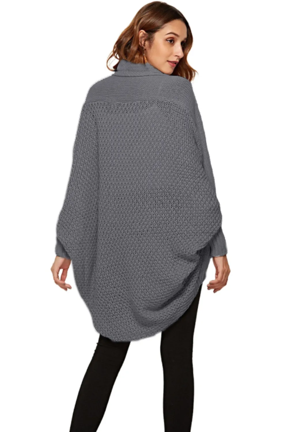 Oversized Knit Cardigan Batwing Sleeve Lightweight Baggy Open Front Sweater