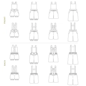 Pixie Expansion Pack Sewing Patterns - Child ~ Romper, Suspenders   Bow for Pixie Essentials