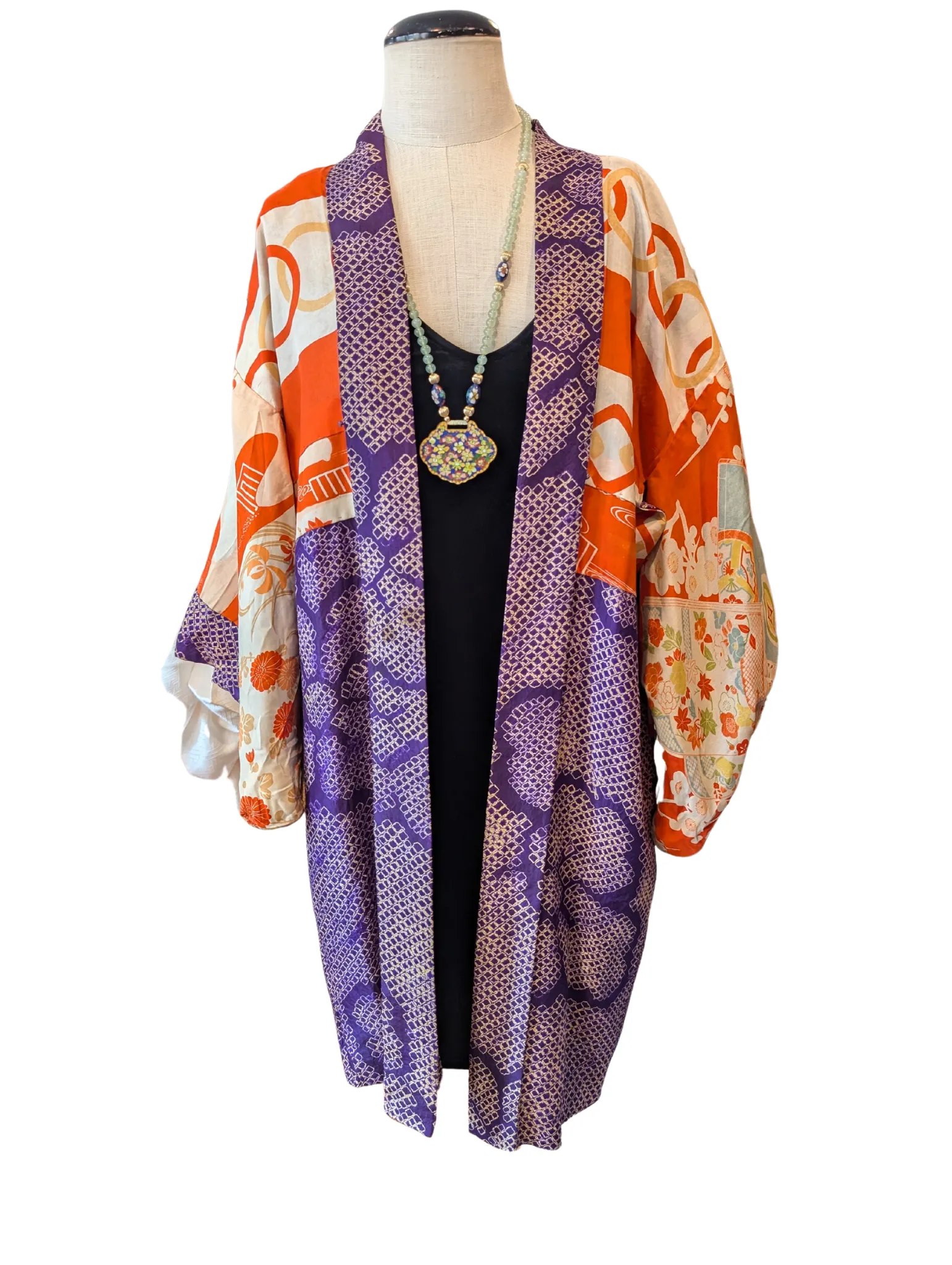 "AMETHYST SHIBORI" reversible haori jacket