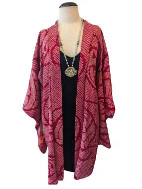 "CRIMSON SHIBORI" reversible haori jacket