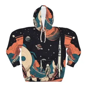 Rocket Unisex Pullover Hoodie with Astronaut in Space