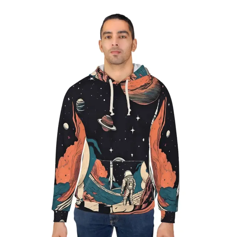 Rocket Unisex Pullover Hoodie with Astronaut in Space
