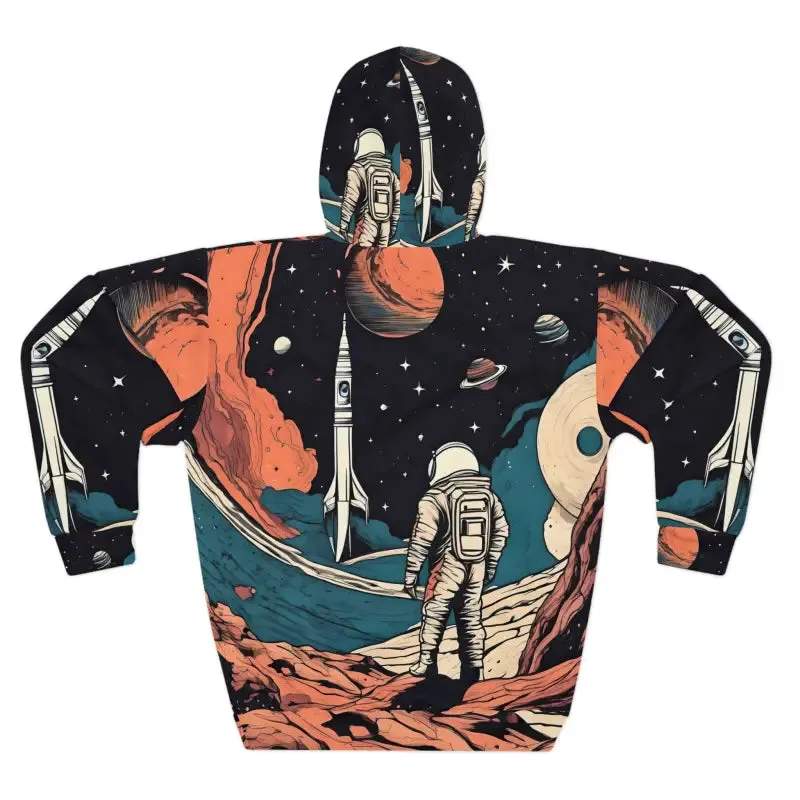 Rocket Unisex Pullover Hoodie with Astronaut in Space