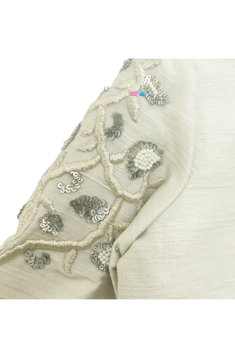 Silver silk jacket and dhoti pant