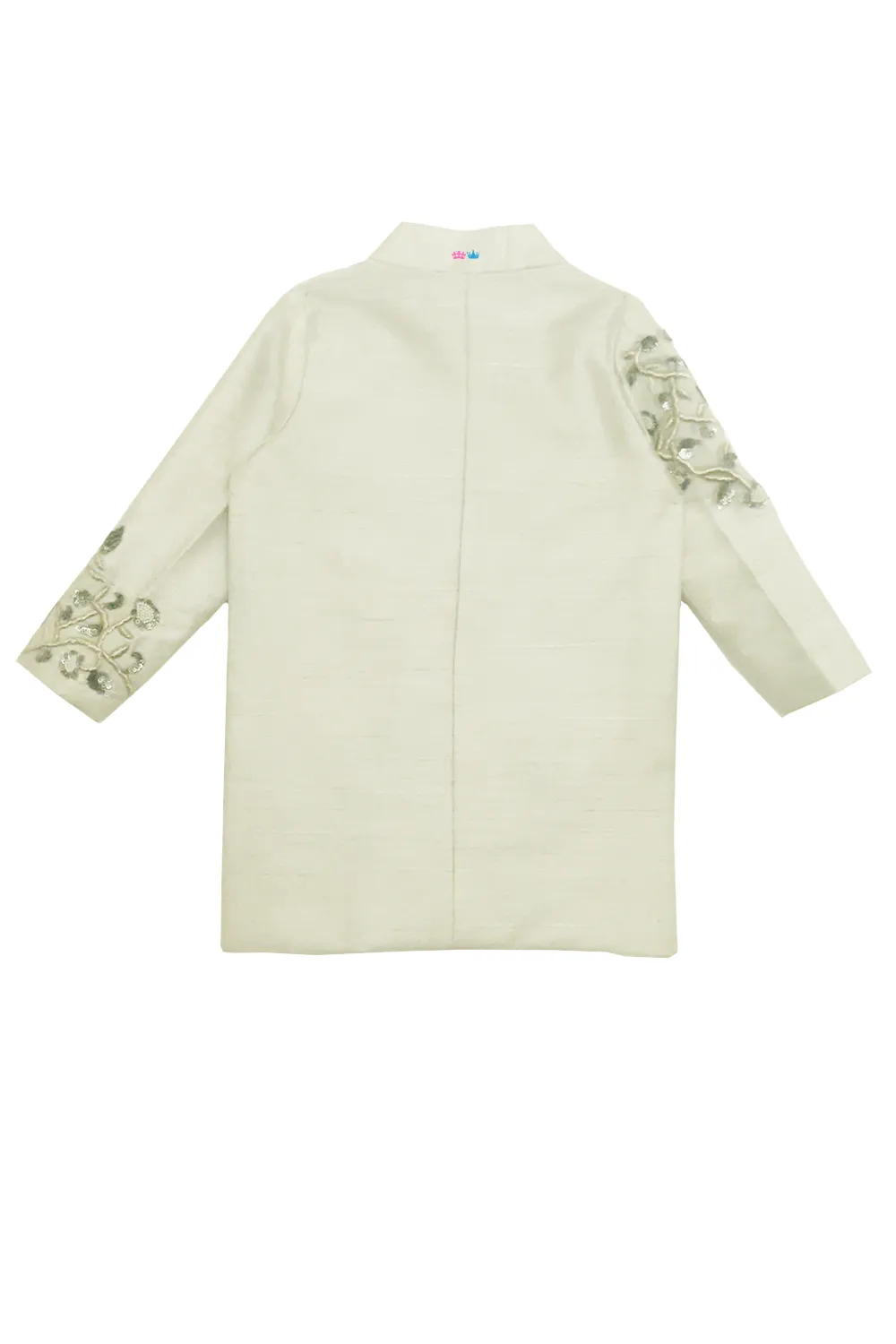 Silver silk jacket and dhoti pant