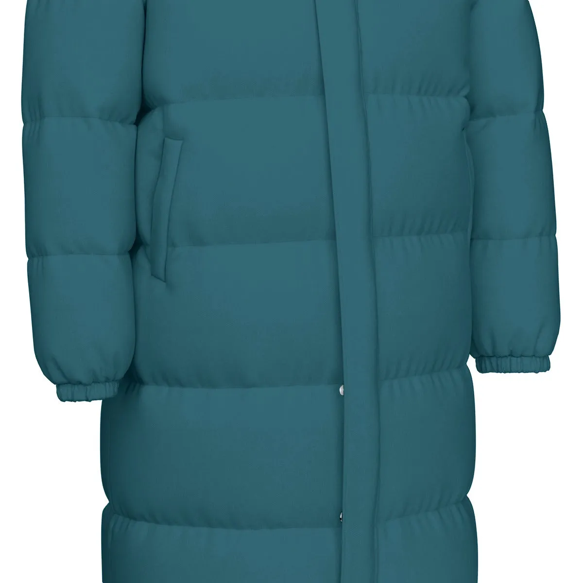 Sixty Eight 93 Logo White Dark Teal Unisex Long Puff Jacket