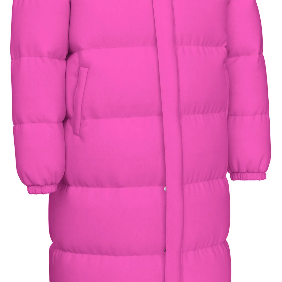 Sixty Eight 93 Logo White Fuchsia Unisex Long Puff Jacket