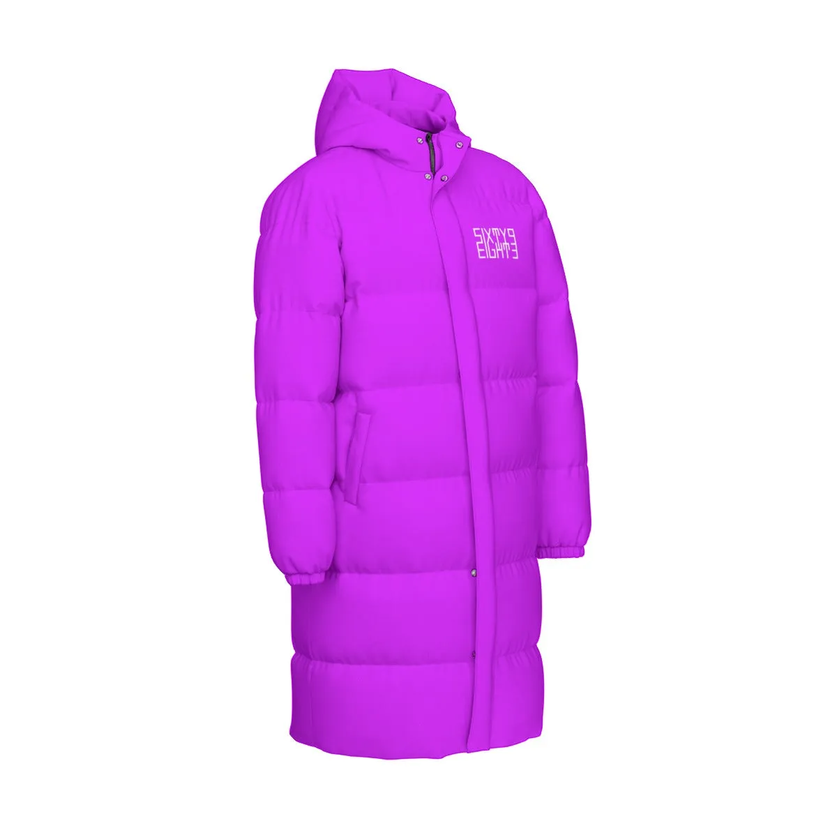 Sixty Eight 93 Logo White Grape Unisex Long Puff Jacket