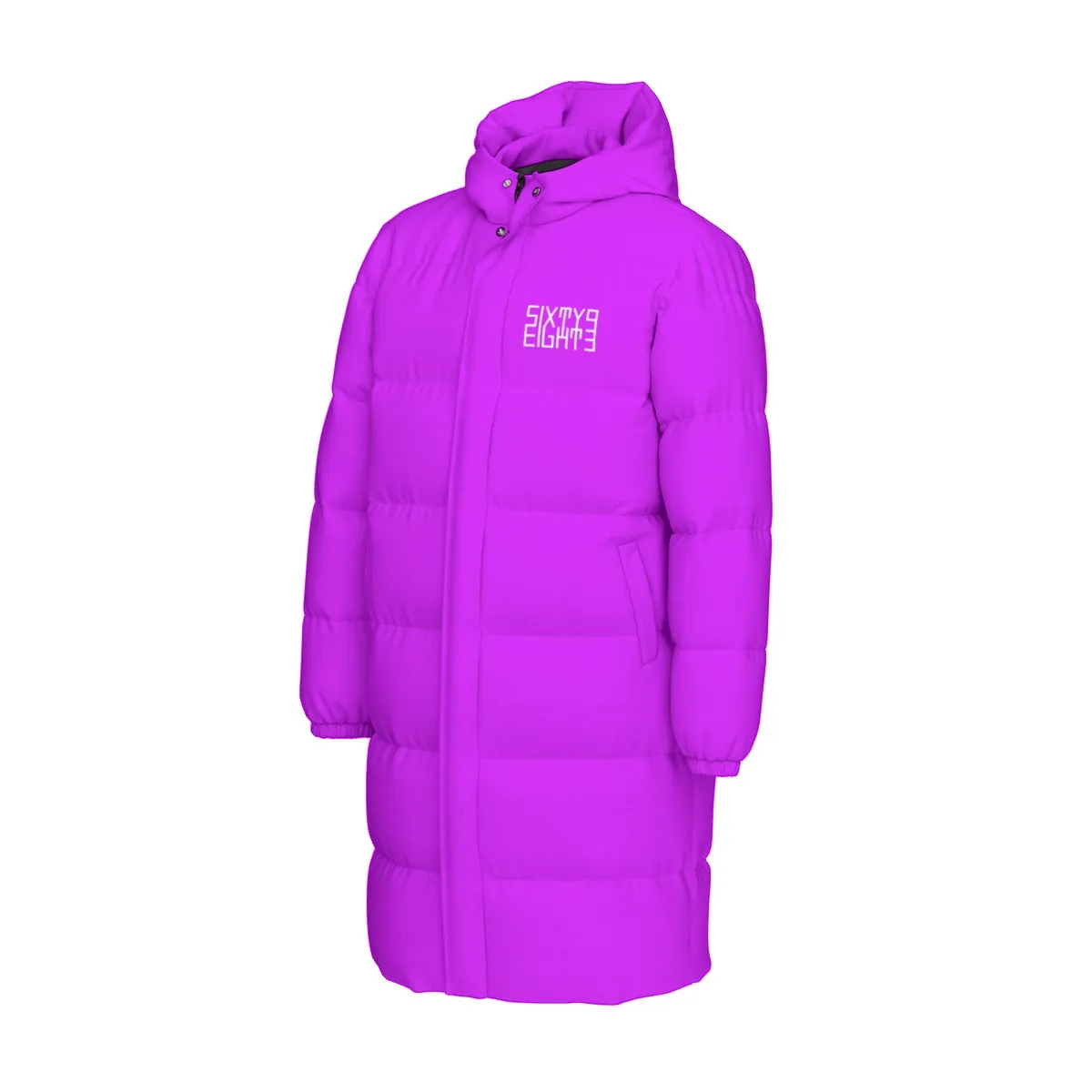 Sixty Eight 93 Logo White Grape Unisex Long Puff Jacket