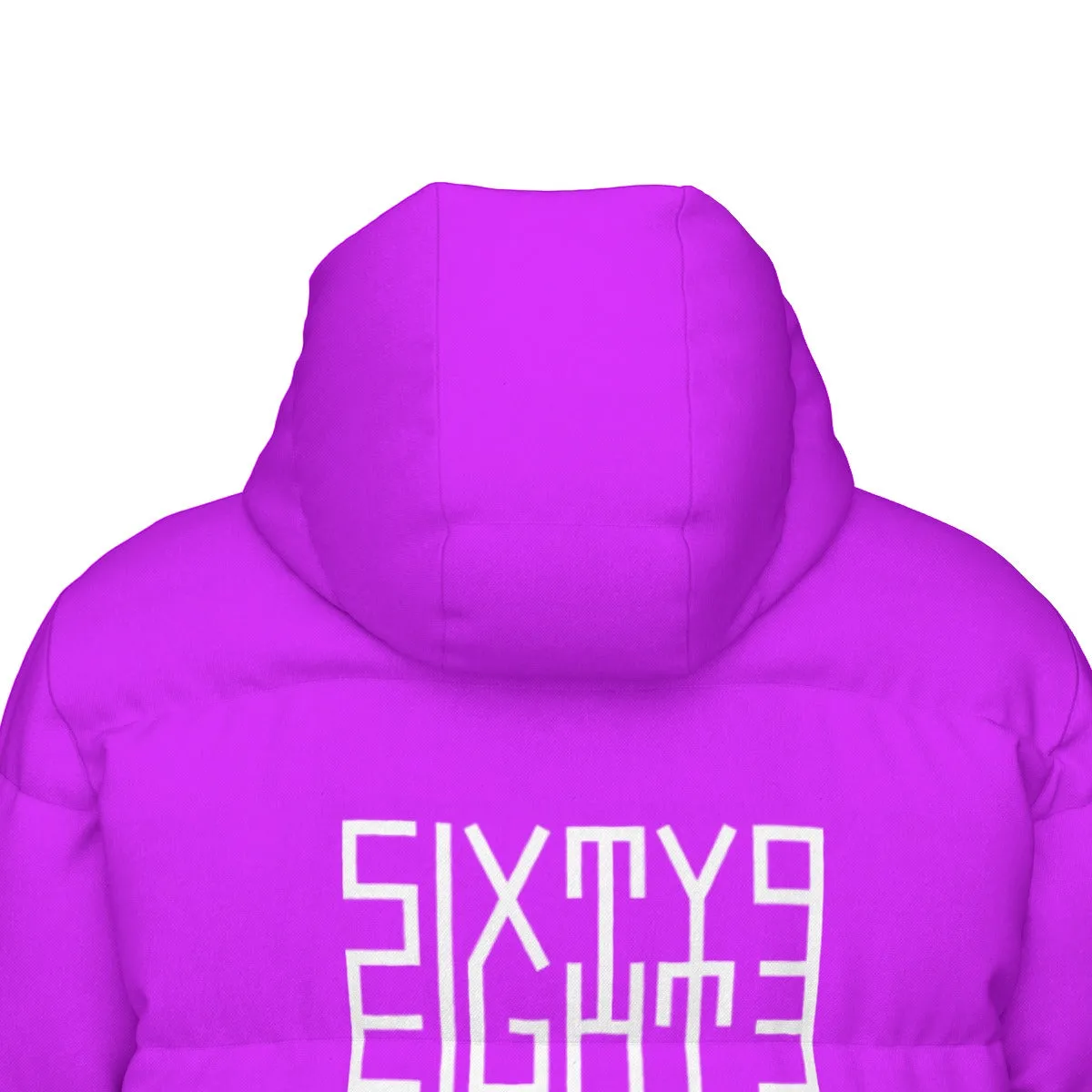 Sixty Eight 93 Logo White Grape Unisex Long Puff Jacket