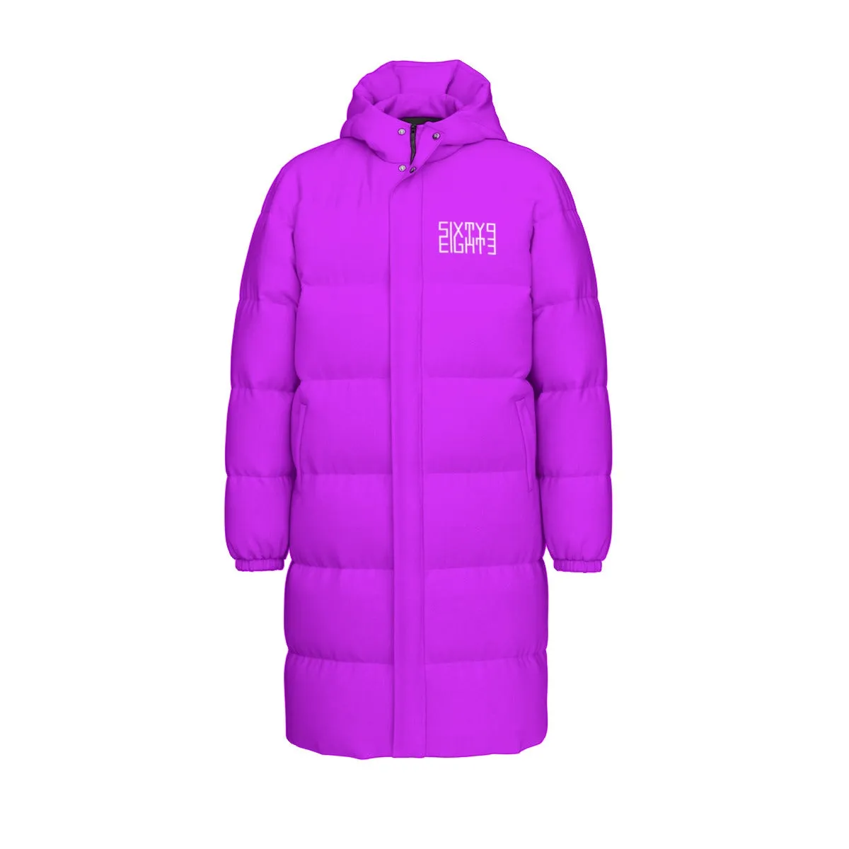Sixty Eight 93 Logo White Grape Unisex Long Puff Jacket