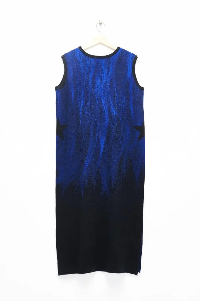 Slade Collection- Fur and Slogan Knitted Jacquard Long Vest Top