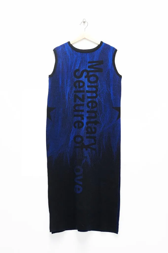 Slade Collection- Fur and Slogan Knitted Jacquard Long Vest Top