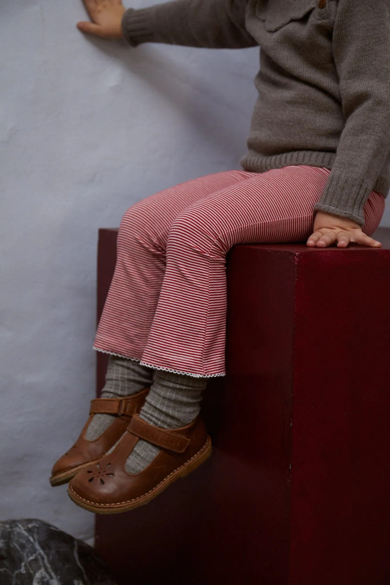 STRIPED FLARE PANT - RED/CREAM STRIPE