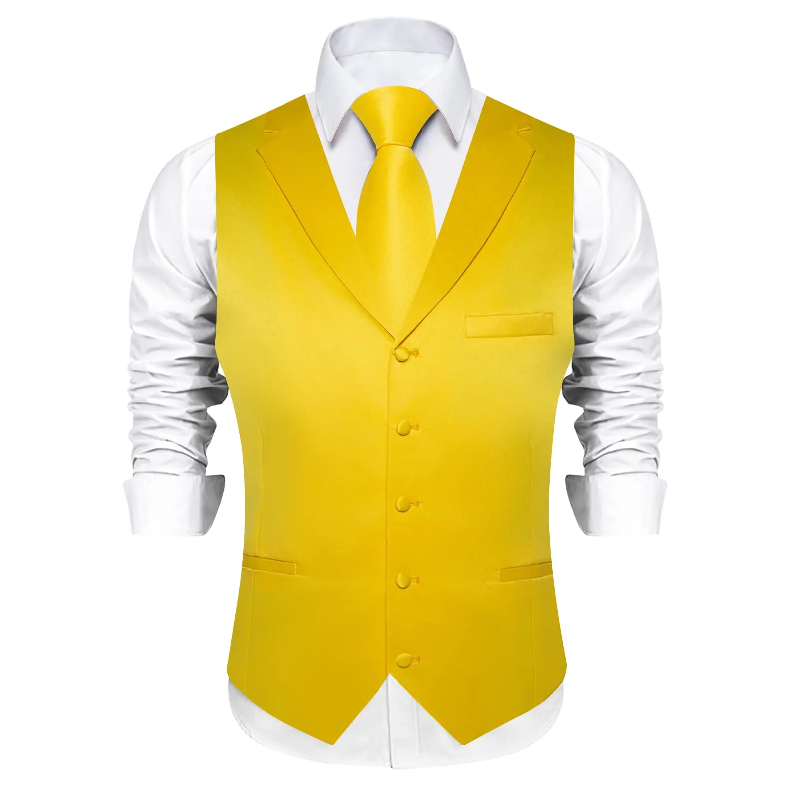 Ties2you Silk Vest Citrine Yellow Solid Notched Collar Mens Vest for Casual