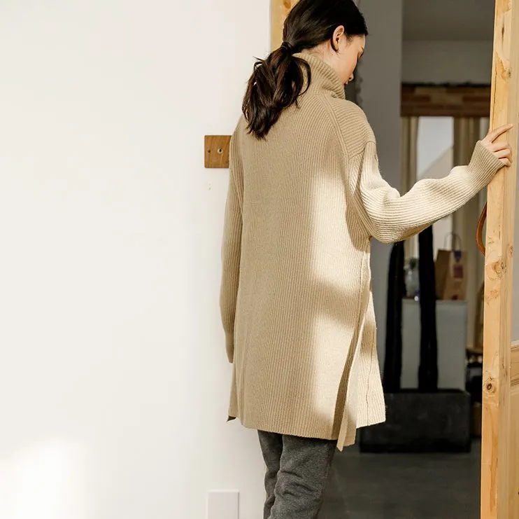 Turtleneck Sweater for Women, Long Rib Sweater, Pullover Sweater for Ladies
