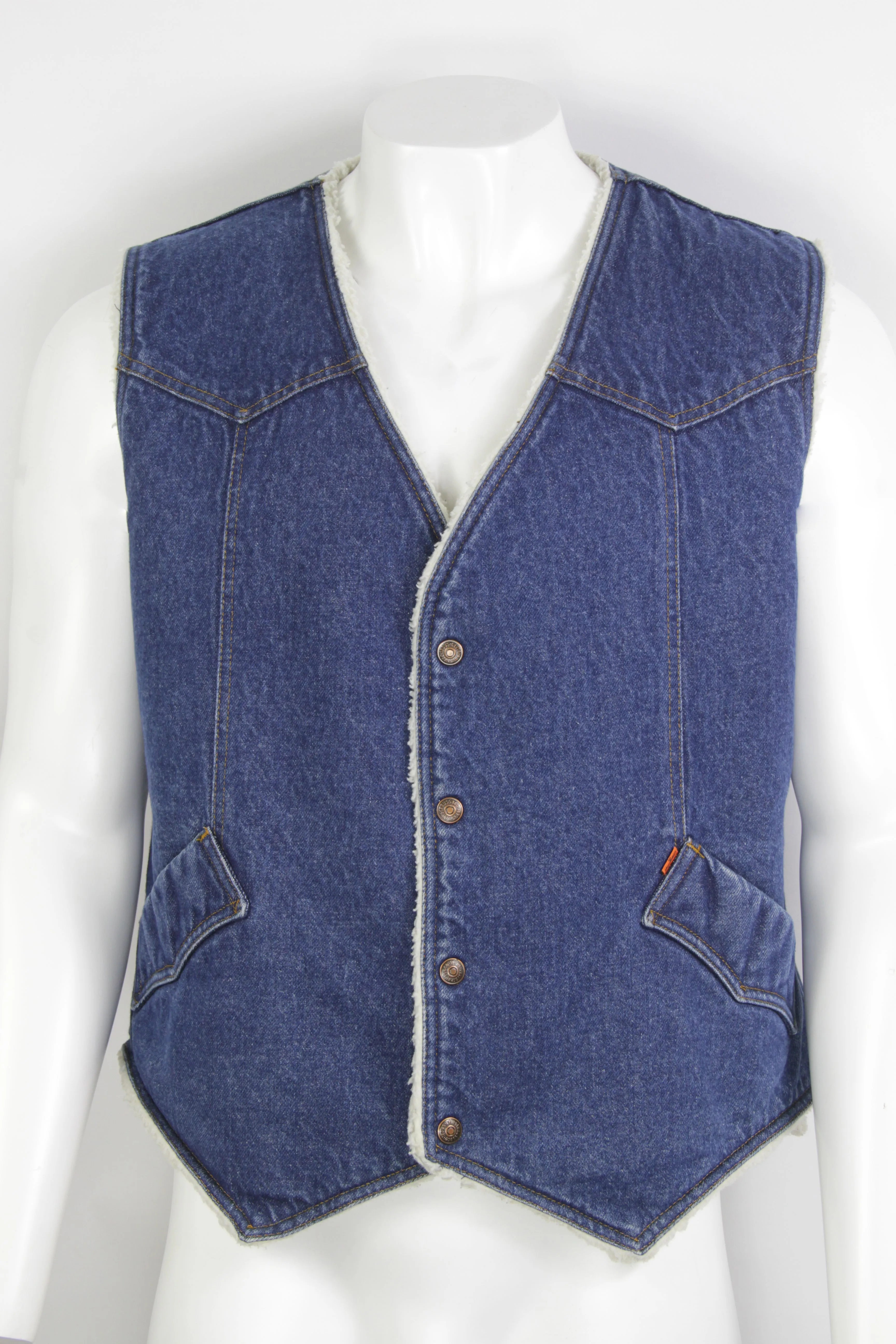 Vintage 70s Levis Orange Tab Sherpa Lined Waistcoat - XL