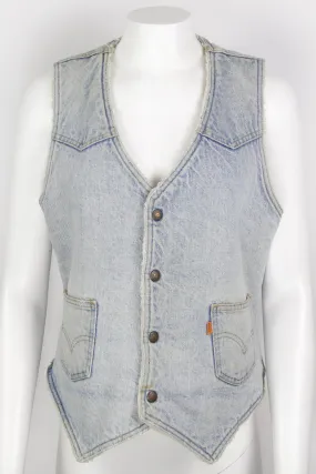 Vintage 70s Orange Tab Levis Sherpa Lined Waistcoat  - M