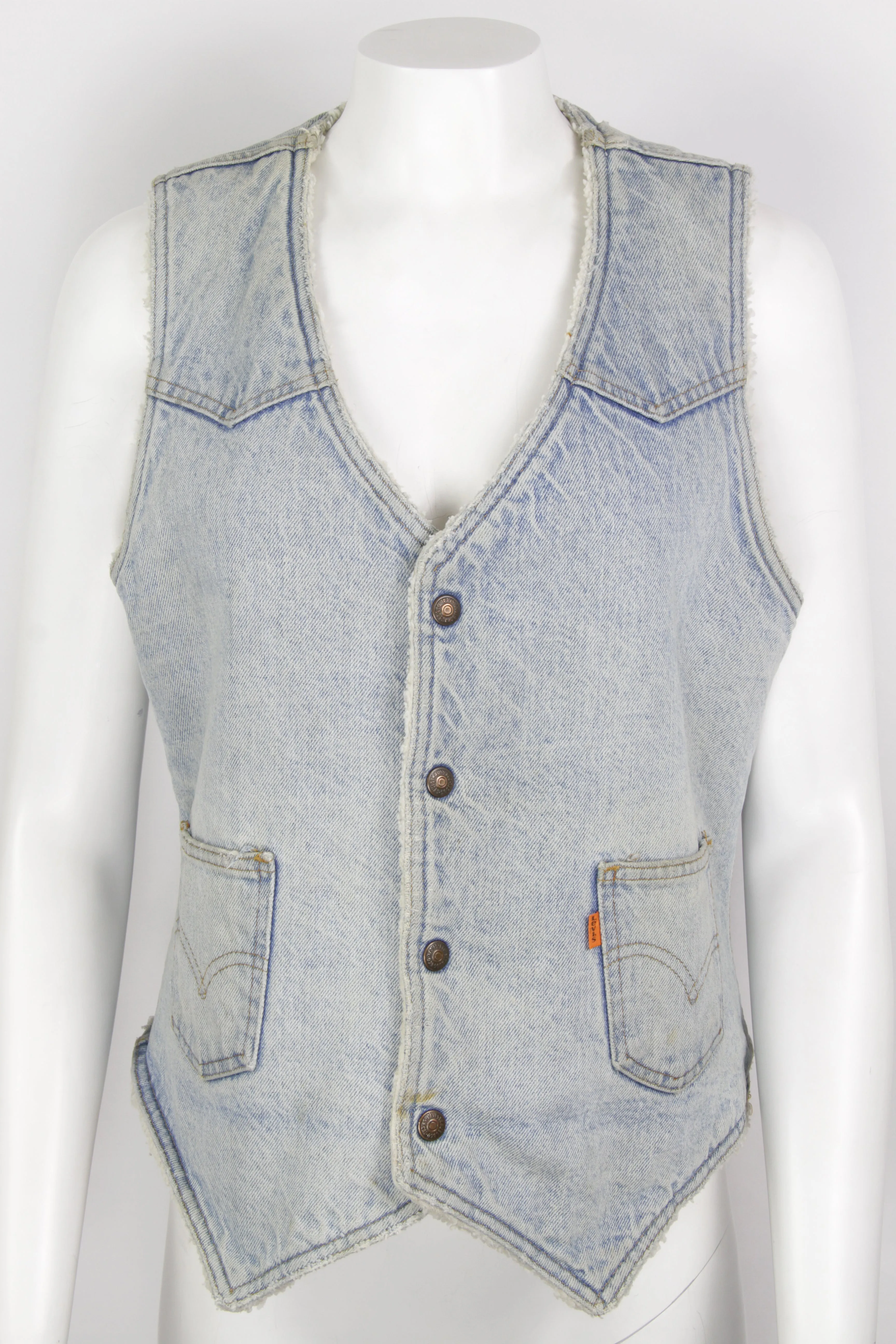 Vintage 70s Orange Tab Levis Sherpa Lined Waistcoat  - M