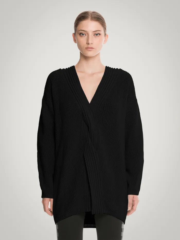 Wolford T Black Braid Merino Wool Heavy Knitted Top 52874 7005