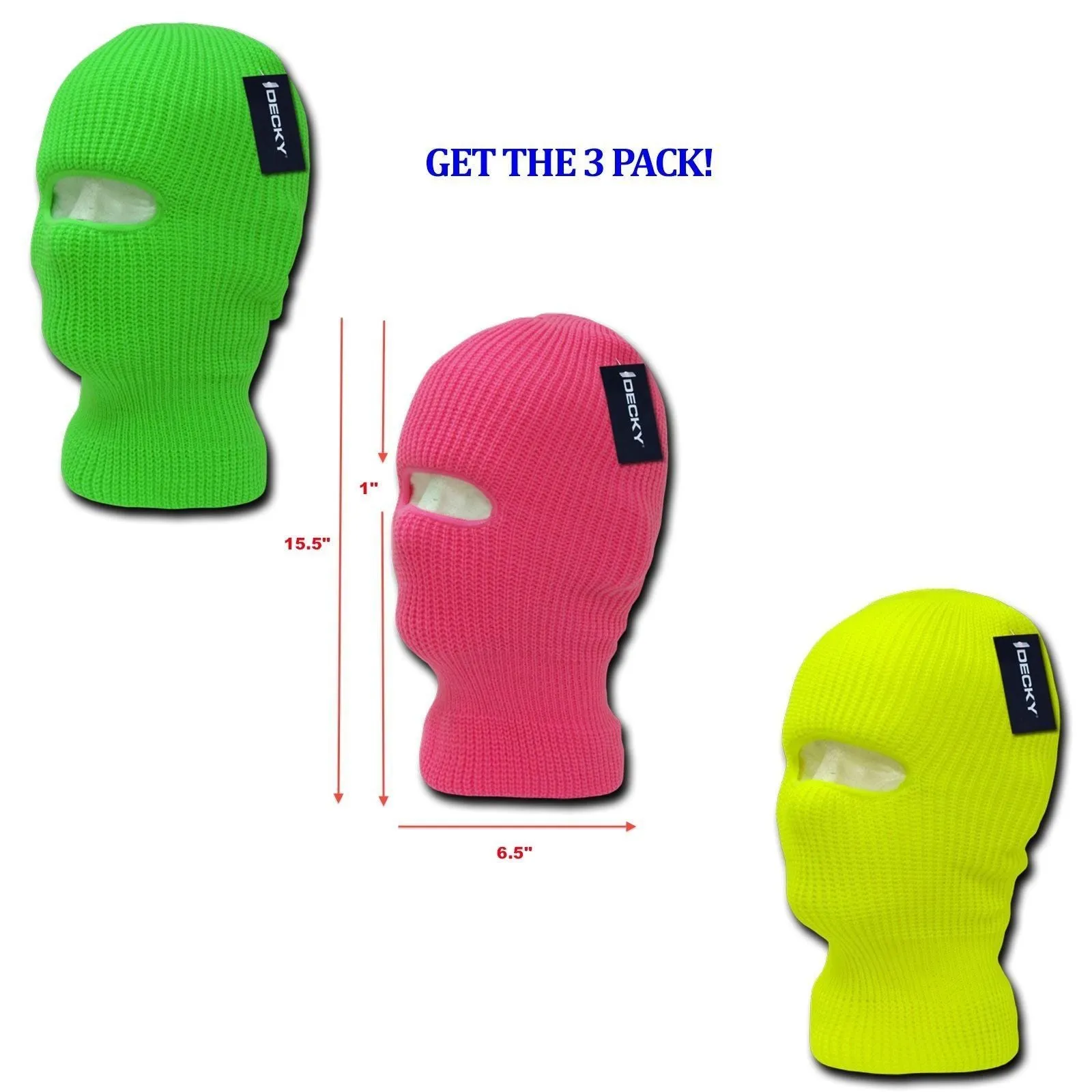 Youth Kids Girls Boys Balaclava Beanies Neon Fluorescent Ski Eye Hole Face Mask