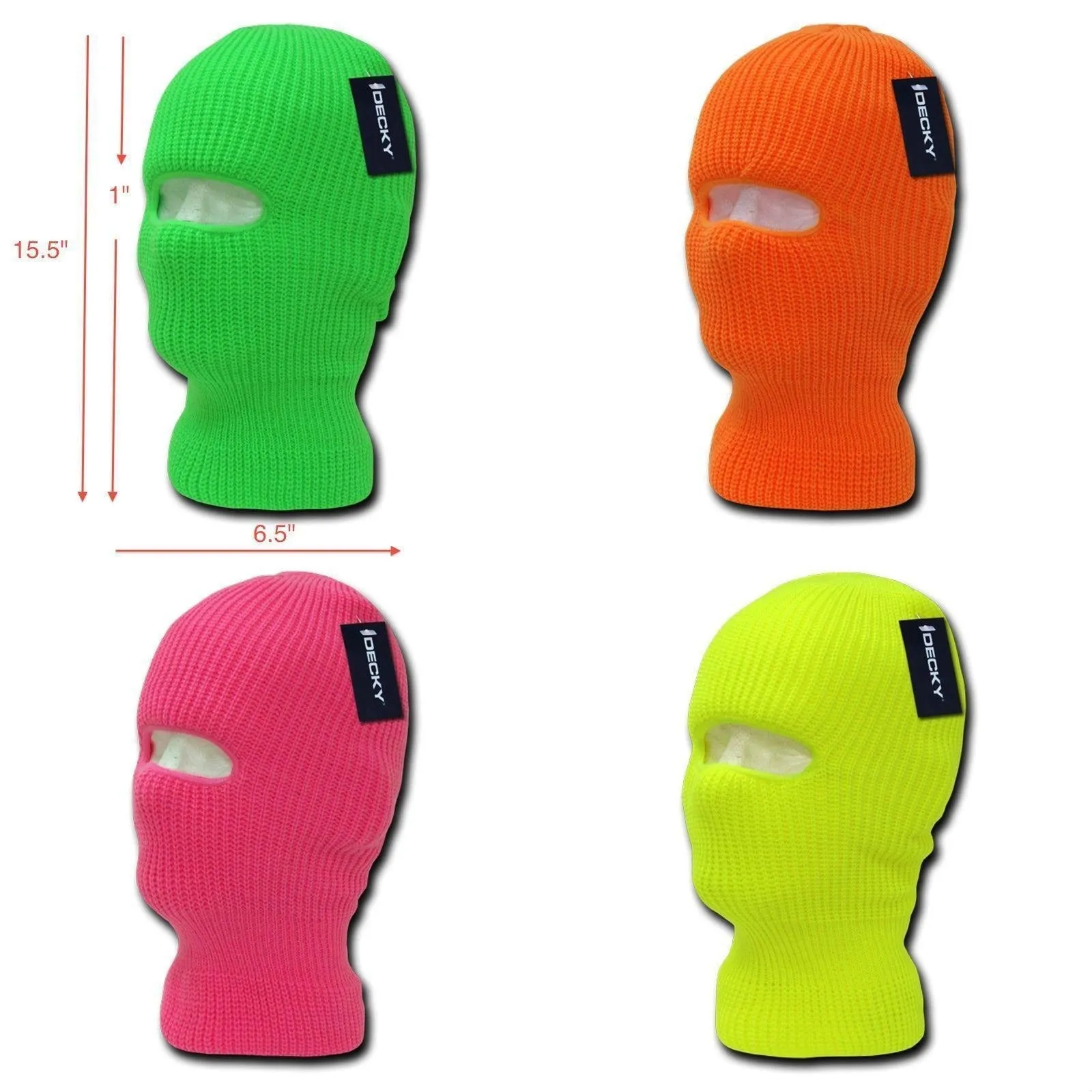 Youth Kids Girls Boys Balaclava Beanies Neon Fluorescent Ski Eye Hole Face Mask