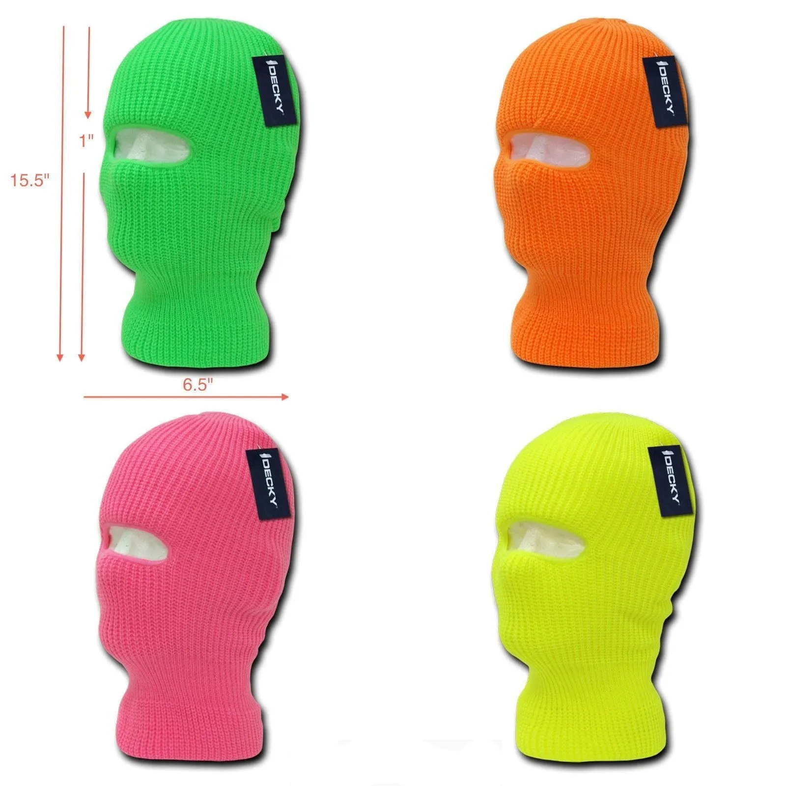 Youth Kids Girls Boys Balaclava Beanies Neon Fluorescent Ski Eye Hole Face Mask